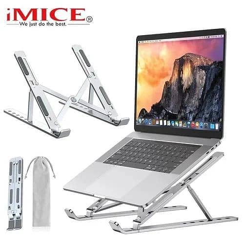 Premium Full Aluminum Laptop Stand: Best Quality, Foldable, Adjustable, Portable, Ergonomic Laptop Holder/Bracket for Desk & Bed (Multi-Color Options)