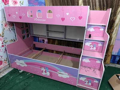 Kids Bunk Bed - 3 Step Bed - With 2 Mattress