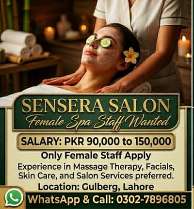 Female Spa Staff Required | Urgent Hiring