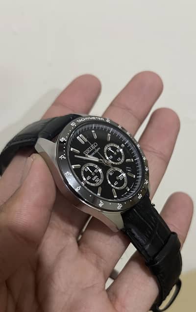 seiko spirit sbtr021 leather band quartz chronograph