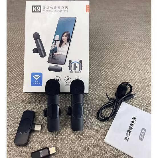 Original K9 Dual Wireless Microphone 2 Mic 3 in 1 Connector Kit for iPhone (iOS), Type C, & Micro USB Devices | K9 Collar Mic for YouTube, Vlogging, Live Streaming, Video Recording | Plug & Play, Noise Reduction