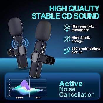 K8 Professional 3-in-1 Wireless Lavalier Microphone for iPhone (iOS Lightning), Android (Type-C & Micro USB) - Universal Plug & Play Mini Collar Mic for Vlogging, Live Streaming, YouTube, Video Recording & Interviews