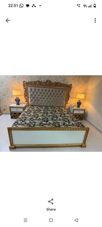high gloss gold and white bed set