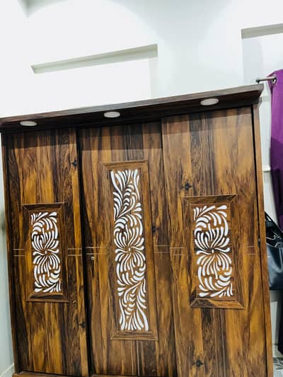 Wooden 2-Person Wardrobe, Sliding Doors & Hanging +led price negotiabl