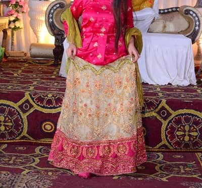 off-white multi color lehnga kurti