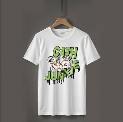 Men's white cash junkie Graphic jersey T-shirt