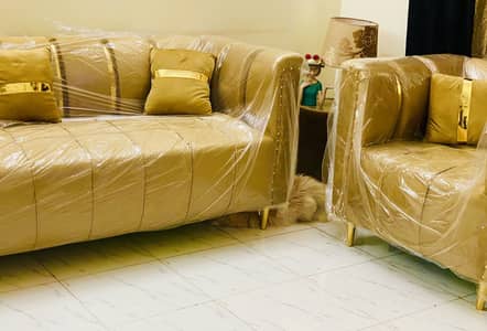 Sofa Set | 5 Seater | Golden Velvet