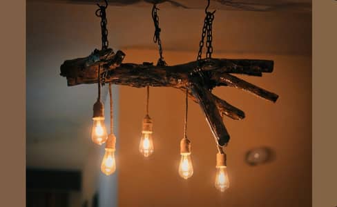 live edge wood chandelier