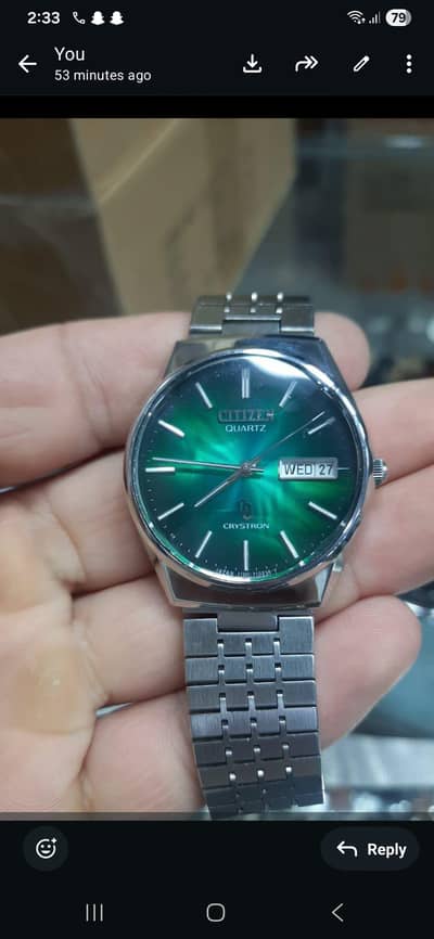 Original citizen green dial originality guaranteed