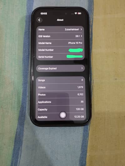 I phone 15 pro 128 Gb  model contact 03014815362