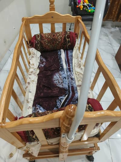 Wooden Kids' Swing Bed Cot with Wheels and 2 Drawers for Deep Sleep Du