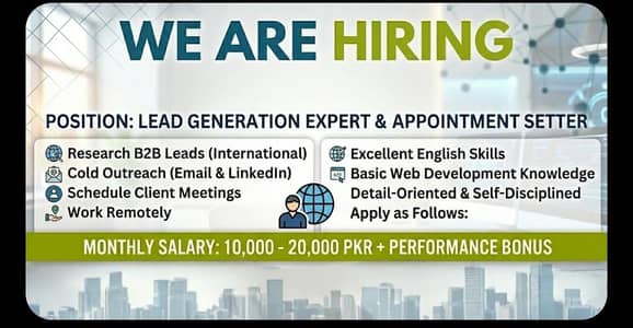 I need Lead Generation Expert male and female staff