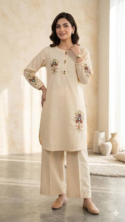 Stylish White Ladies 2-Piece Suit