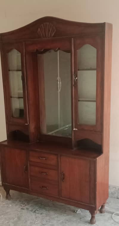 used showcase with glass mirror and extra storage