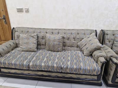 4-Seater (3+1] Brown Sofa Set with Wooden Frame (2-pieces)