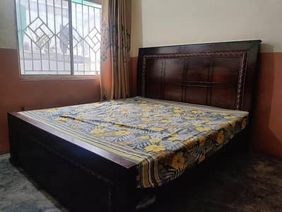 wooden bed with mattress/ hood condition