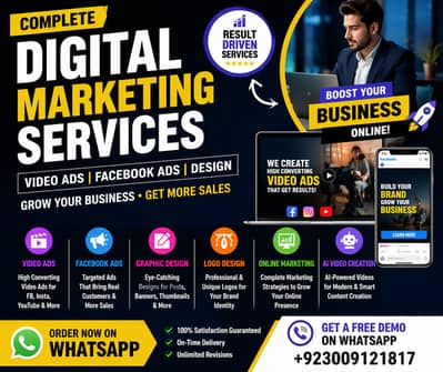 Complete Digital Marketing Services – Video Ads, Facebook Ads & Desig