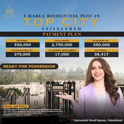 Residential plot available for sale at Top city Faisalabad