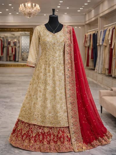 Surkh Shahi | Red & Gold Bridal Lehenga 3pc - Worn Once*