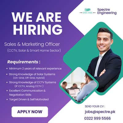 Sales & Marketing Officer Required