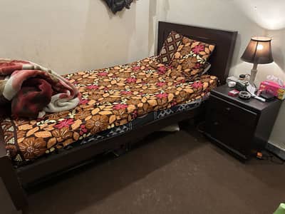 Bed and side table and mattress for sale
