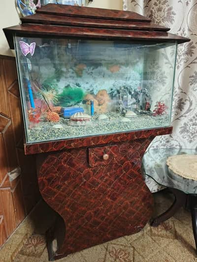 Fish Aquarium with Wooden Stand