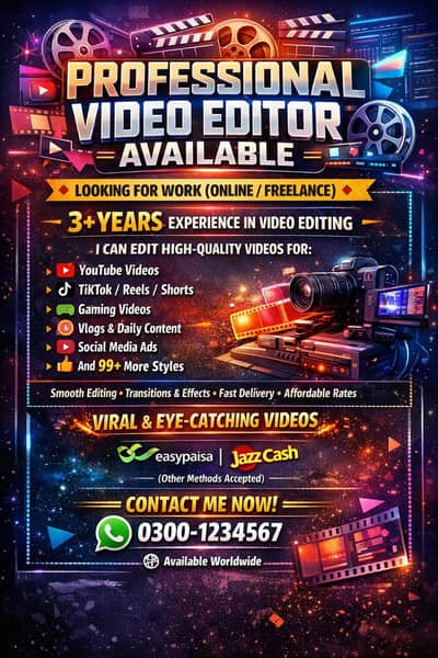 Professional Video Editor Available (3+ Years Experience