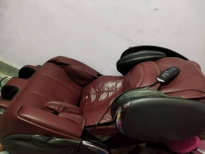 Reclining Electric Massage Chair with Heat & Airbags - Wine Red