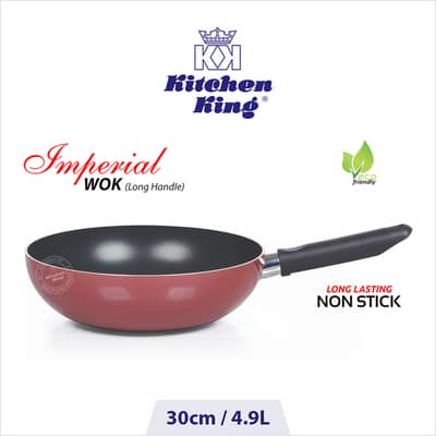Kitchen king non-stick imperial wok karahi 30cm & titan frying pan