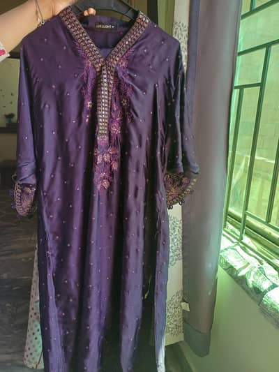 purple long shirt (3 piece)