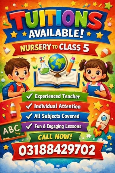 nursery to class 5 tuition service available