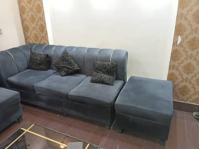 7 seater L shape sofa dark grey