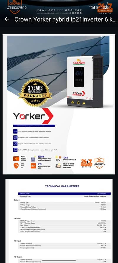 Crown 3.6KW 24V Hybrid Solar Inverter | 3 Year Warranty