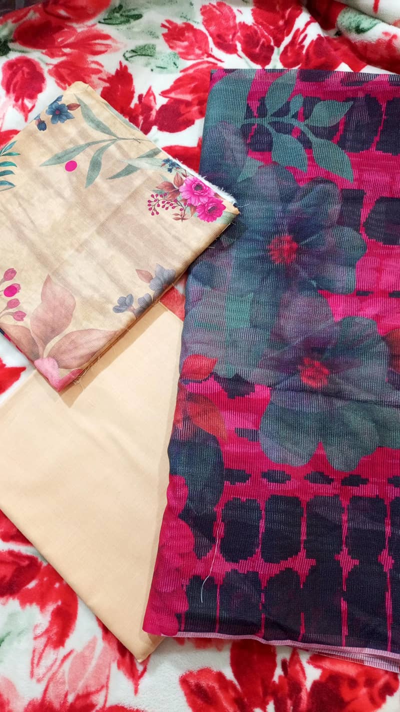 Summer Unstitched Lawn Suit 3PC – Premium Quality 15