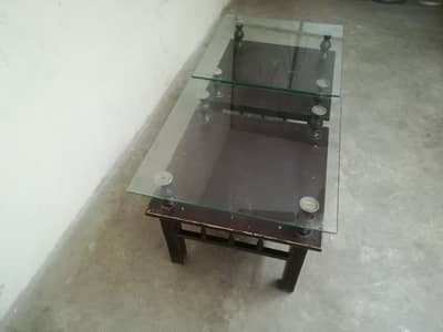 Urgent sell set wooden side table with glasses.