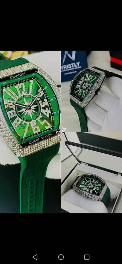 Luxury Green Diamond Style Quartz Premium Square Design