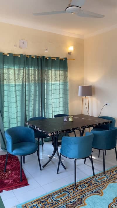 6 Seater Dining Table Set with Velvet Chairs Modern