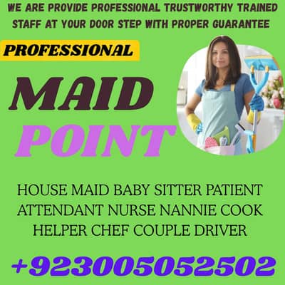 PROFESSIONAL MAID BABY SITTER PATIENT ATTENDENT COOK HELPER CHEF