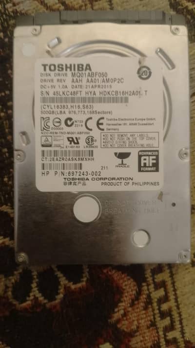 Toshiba 500GB Laptop Hard Drive