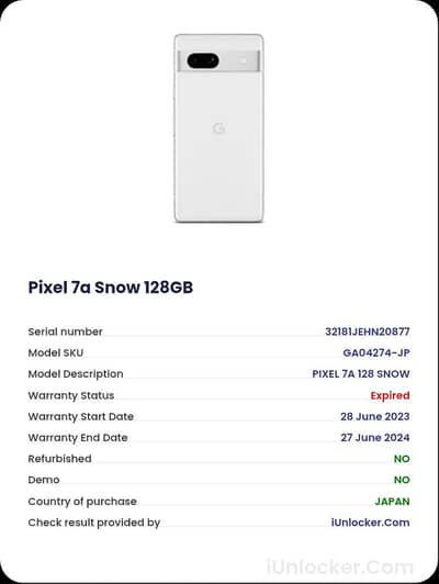 Google pixel 7a