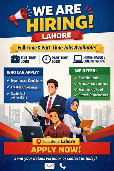 Hiring male female full time job part time job home based job Online