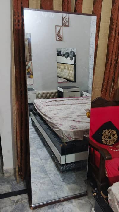 wood long stand mirror