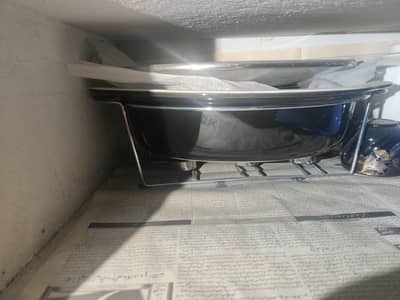 Beautiful buffet ceramic dish 3 piece set with stainless buner stand