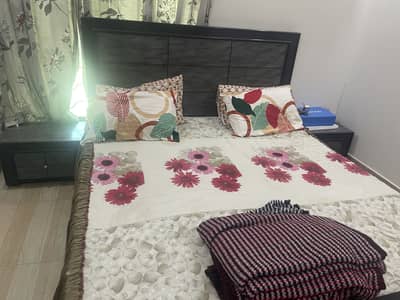 Bed With Matress Dining Table and Fridge