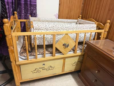 Wooden Baby Crib with Storage Drawers – Cozy Nursery Setup