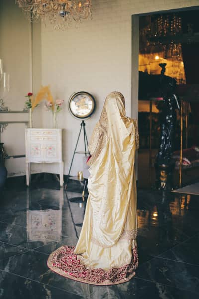 *Designer Wedding Wear / Walima Dress | Gold & Maroon Bridal Dress*