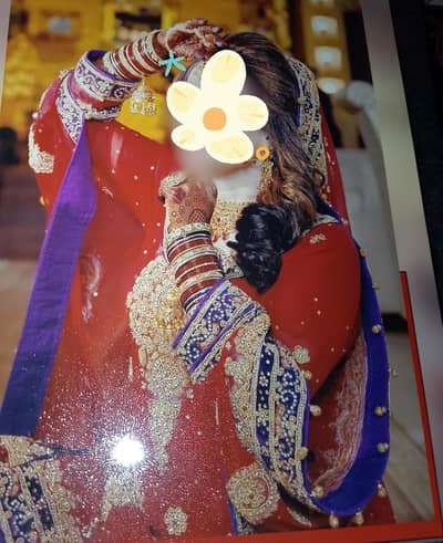 Bridal Red Sharara with purple outlines  in EXCELLENT condition.