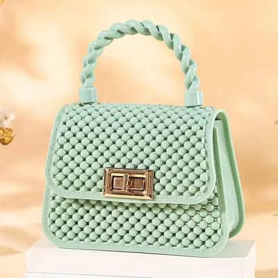 Girls Mini Beaded Handbag Mint Acrylic Crossboday