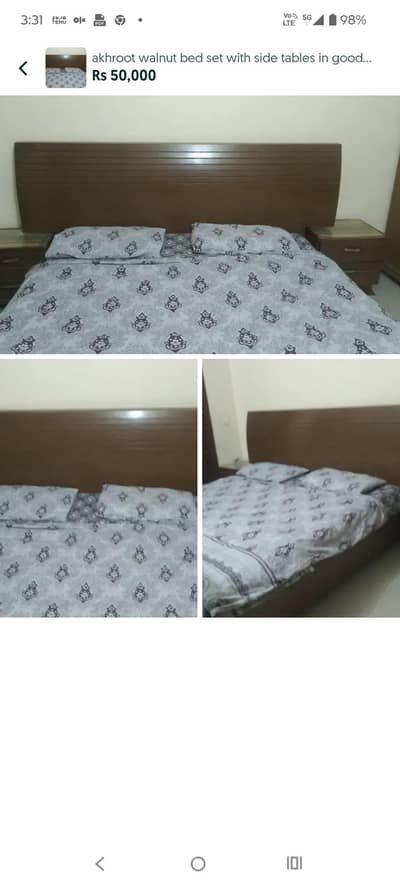 akhroot Bed Set with side table in good condition