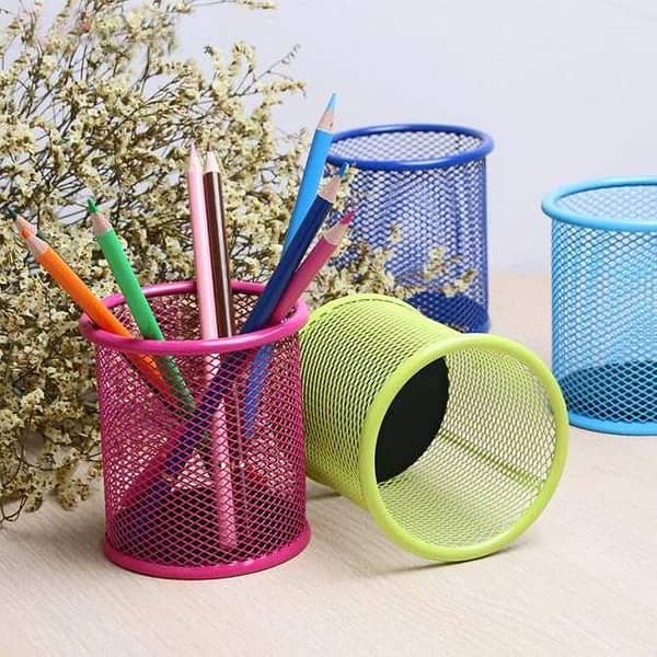 Pack of 2 Metal Pen Pencil Holders Desktop Organizer for Home Office Stationery Storage Containers Organizer - Multi